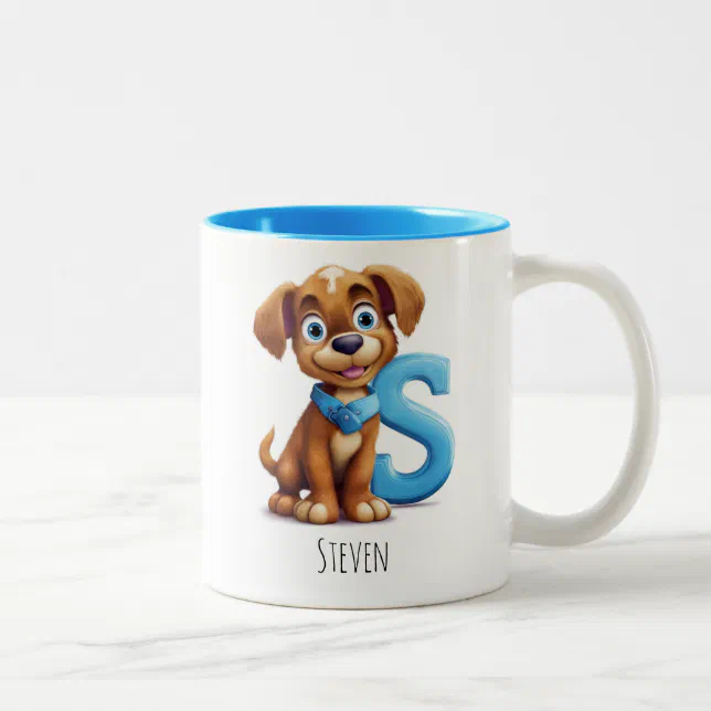 Letter S Dog Alphabet Monogram Coffee Mug