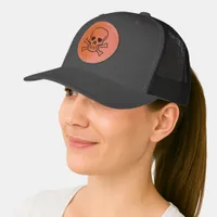 Classic Skull and Crossbones Jolly Roger Leather Patch Hat