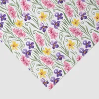 Daffodil Yellow, Iris Purple, Hyacinth Pink Floral Tissue Paper