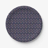 Navy Blue Rose Gold Foil Hipster Tribal Arrows Paper Plates