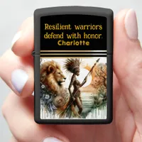 Brave warrior guards the calm river zippo lighter