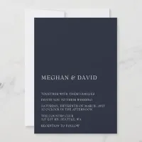 Navy Simple Elegant Modern Wedding   Invitation