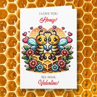 Love You Honey | Bee Themed Valentine's Day Card