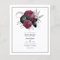 Marsala, Black and Silver Floral Gothic Wedding Flyer