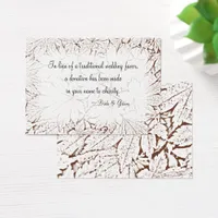 Brown Abstract Leaves Wedding Charity Favor Card