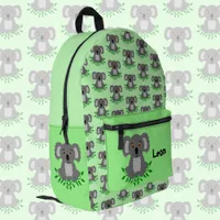 Cute koala with eucalyptus, personalizable kids    printed backpack