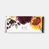 Fall Sunflowers Burgundy Wedding Bridal Shower Hershey Bar Favors