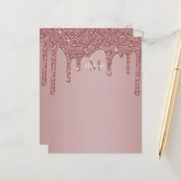 Elegant Rose Gold Sparkle Glitter Drips Monogram