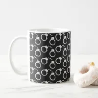 Law Enforcement Officer Handcuffs on Black Coffee Mug