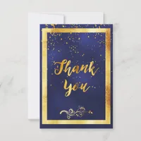 Thank you wedding dark blue gold confetti
