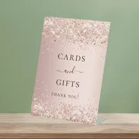 Rose gold party cards gifts pedestal sign