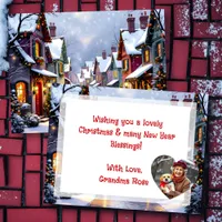 Cobblestone Street  Village Personalized Christmas Holiday Postcard