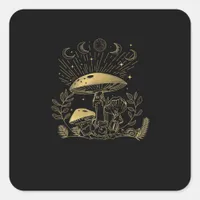 Cottagecore Mushrooms Fungi Goblincore Aesthetic Square Sticker