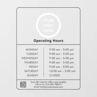 Minimalist Logo QR Code Business Opening Hours Window Cling