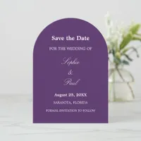 Elegant Dark Purple Arch Save the Date