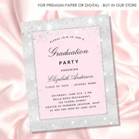 Graduation party silver blush pink invitation