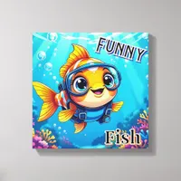 Funny Fish | Cute Cartoon Kid's Nursery Art Canvas Print