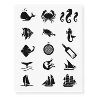 Nautical Sea Symbols Temporary Tattoos