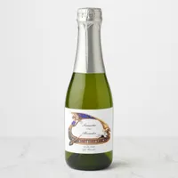 Venetian Gondola Ornate Black & White Wedding Sparkling Wine Label