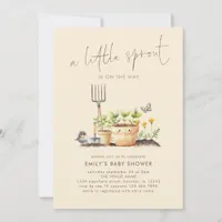 Little Sprout Garden Beige Baby Shower  Invitation