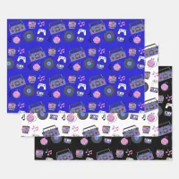 Retro 1980's Era Music Birthday Wrapping Paper Sheets