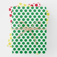 Yellow, Green, and Red Polka Dots Wrapping Paper Sheets