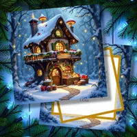 Whimsical Santa's Workshop Personalized Christmas Holiday Card