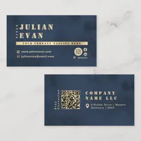 Elegant Navy blue & Gold Shiny Bold Typography Business Card