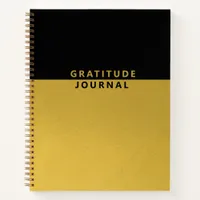 Elegant Minimalist Black Gold Foil Gratitude Notebook