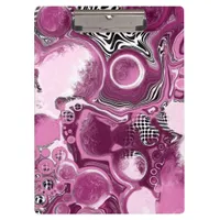 Pink, Magenta and Black Fluid Art Pour Painting   Clipboard