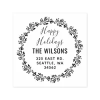 Holly Berries Wreath Holidays Return Address Self-inking Stamp