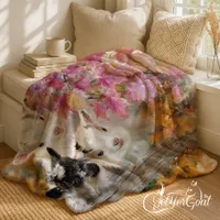Baby Goats in Autumn Foliage 3 Fleece Blanket