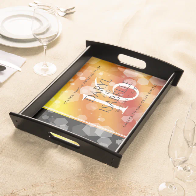 Elegant 16th Golden Topaz Wedding Anniversary Serving Tray