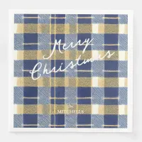 Blue Gold Christmas Pattern#7 ID1009 Paper Dinner Napkins