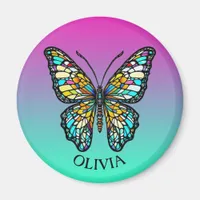 Personalized Colorful Stained Glass Butterfly Magnet