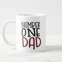 Number One Dad Black Tartan Typography Gift Giant Coffee Mug