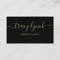 Simple Black gold  Handwritten Script Calligraphy Business Card