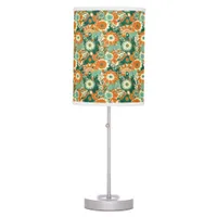 1970s Retro Floral Pattern Table Lamp