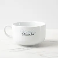 Blue Script Personalized Name Soup Mug