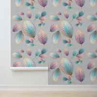 Ethereal Beauty Soft Tone Whimsical Pastel Leaves Wallpaper