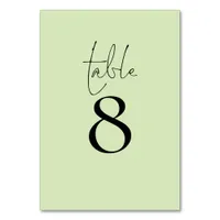 Simple Typography Lime Cream Script Wedding Table Number