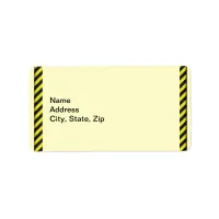 Thin Black and Yellow Diagonal Stripes Label