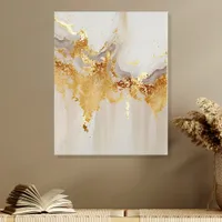 Gold Drip and Cream Abstract Wall Art Acrylic Photo Tile