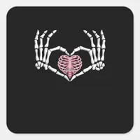 Skeleton Hand Heart Funny Halloween Women Men  Square Sticker