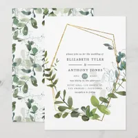 Watercolor Eucalyptus Greenery Wedding Invitation