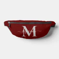 Personalize Monogram Initial Name Dark Red Fanny Pack