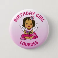 Personalized Pretty Fairy Birthday Girl Button