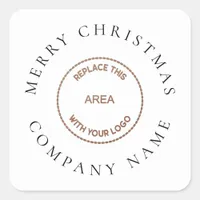 Simplistic Corporation Logo Name Merry Christmas Square Sticker