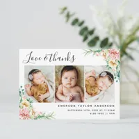 Peonie Eucalyptus Floral Love and Thanks Baby  Thank You Card