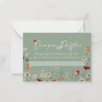 Boho Floral Diaper Raffle Baby Shower Card